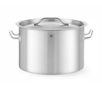 HENDI Olla mediana profesional, cacerola con tapa perforada y asas termoaislantes, apta para inducción y gas, 14 L, Ø300x(H)200mm, acero inoxidable