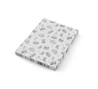 HENDI Papel alimentario antigrasa, paquete de 500 hojas, papel parafinado o encerado en blanco y negro con ilustraciones de hamburguesas para envolver o servir alimentos, 200x250mm