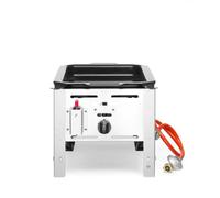 HENDI Parilla de gas Bake-Master Mini, grill, barbacoa, asador, fogón de gas propano y butano para parilladas, encendedor electrónico, 5,8kW(Hs), 340x540x(H)300mm, acero inoxidable 18/0