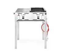 HENDI Parilla de gas Roast-Master Maxi 50-50, grill, barbacoa, asador, fogón de gas propano y butano para parilladas, encendedor electrónico, 11,6kW(Hs), 650x540x(H)840mm, acero inoxidable