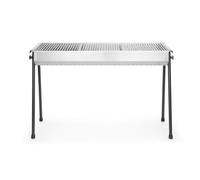 HENDI Parrilla de carbón vegetal Resto, con 3 rejillas de 345x345mm, grill, barbacoa, asador, fogón de carbón, con patas desmontables, para uso exterior, 1145x380x(H)770mm, acero inoxidable