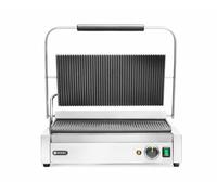 HENDI Parrilla eléctrica de contacto XL, plancha, sandwichera, grill Panini, sandwich, máx. temperatura 300°C, 230V, 2700 W, 25 kg, 548x415x(H)210 mm, hierro fundido esmaltado y acero inoxidable 18/10
