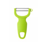 HENDI Pelador universal, hoja horizontal curvada de 50mm, para frutas y verduras, pelador de patatas, pelador de cocina, 110x(H)12mm, acero inoxidable, polipropileno, verde