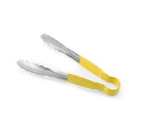 HENDI Pinzas para servir, 250mm, mango amarillo HACCP, utensilio de cocina para servir ensaladas, verduras, alimentos, tenazas multiusos para plancha, parilla, barbacoa, asar, acero inoxidable