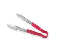 HENDI Pinzas para servir, 250mm, mango marrón HACCP, utensilio de cocina para servir ensaladas, verduras, alimentos, tenazas multiusos para plancha, parilla, barbacoa, asar, acero inoxidable