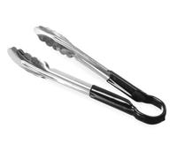 HENDI Pinzas para servir, 250mm, mango negro HACCP, utensilio de cocina para servir ensaladas, verduras, alimentos, tenazas multiusos para plancha, parilla, barbacoa, asar, acero inoxidable