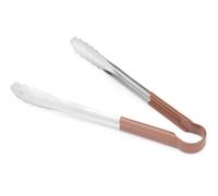HENDI Pinzas para servir, 300mm, mango marrón HACCP, utensilio de cocina para servir ensaladas, verduras, alimentos, tenazas multiusos para plancha, parilla, barbacoa, asar, acero inoxidable