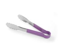 HENDI Pinzas para servir, 300mm, mango morado HACCP, utensilio de cocina para servir ensaladas, verduras, alimentos, tenazas multiusos para plancha, parilla, barbacoa, asar, acero inoxidable