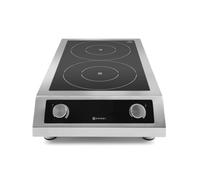 HENDI Placa de inducción de sobremesa profesional modelo 7000 | Acero inoxidable, 400V/7000W, 405x700x(H)145mm, 2 zonas, sin enchufe