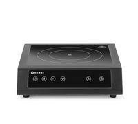 HENDI Placa de inducción de sobremesa profesional XL, control táctil, 60-240°C, 220V, 3500W, 355x400x(H)100mm, hierro fundido y vidrio templado, negro