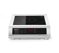 HENDI Placa de inducción modelo 3500 D XL, cocina de inducción, apta para ollas con un diámetro de fondo entre 160 y 300mm, pies regulables en altura, 230V, 3500W, 390x500x(H)120m, acero inoxidable