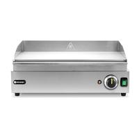 HENDI Plancha eléctrica lisa, plancha de asar, parilla eléctrica, grill, bandeja de goteo extraíble, temperatura ajustable hasta 300°C, 230V, 2400W, 526x444x(H)232mm, acero inoxidable