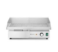 HENDI Plancha de parrilla, canalé extraíble de grasa, salpicaduras, rango de temperatura hasta 300 °C, distribución uniforme del calor, parrilla eléctrica, bandeja para hornear, 230V/3000W, 550x430x(H