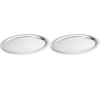 HENDI Plato Bandeja Fuente para Servir café, té, Oval, Bandeja de Servicio, Apta para lavavajillas, Acabado Satinado, 285x220x(H) 15mm, Acero Inoxidable (Paquete de 2)
