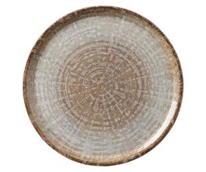 HENDI Plato de Pizza Redondo en Porcelana Esmaltada con Motivo de Tonos Piedra Natural, Plato para Servir Pizza, Apto para Microondas y Lavavajillas, ⌀330mm, Marrón/Gris