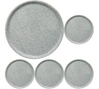 HENDI Plato de pizza redondo, plato para servir pizza, porcelana, motivo: granito, apto para el microondas y el lavavajillas, ⌀330 mm, gris (Paquete de 5)