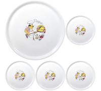 HENDI Plato de pizza redondo, plato para servir pizza, porcelana, motivo: hornear pizzas, apto para el microondas y el lavavajillas, ⌀330 mm, blanco (Paquete de 5)