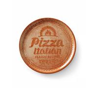 HENDI Plato de pizza redondo, plato para servir pizza, porcelana, motivo: texto e ilustración de pizza, apto para el microondas y el lavavajillas, ⌀330 mm, rojo