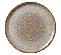 HENDI Plato de pizza redondo, plato para servir pizza, porcelana, motivo: tonos de piedra natural, apto para el microondas y el lavavajillas, ⌀330 mm, marrón/gris