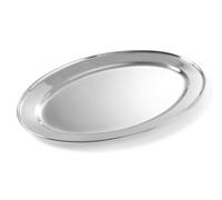 HENDI Plato oval de servicio, bandeja multiusos para cocina, decoración y presentación de alimentos, carnes y fiambres, fuente de fiesta, 500x350x(H) 30mm, acero inoxidable