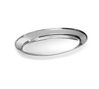 HENDI Plato oval de servicio, bandeja multiusos para cocina, decoración y presentación de alimentos, carnes y fiambres, fuente de fiesta, 300x220x(H) 20mm, acero inoxidable