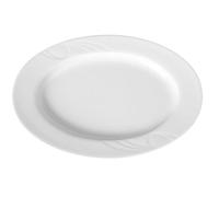 HENDI Plato ovalado, bordes reforzados, esmalte de calidad, resistente a los impactos y al desgaste, apto para el microondas y el lavavajillas, 340x235mm, porcelana blanca