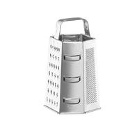 HENDI Rallador de cocina multifuncional, 4 lados de rallado y 2 de corte en rodajas, guayo, gratinador, raspador, cortador manual de quesos, corta verduras, 135x113x(H)215mm, acero inoxidable