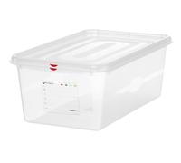 HENDI Recipiente Gastronorm GN 1/1 con tapa HACCP, hermético, resistencia térmica -40°C a 100°C, 28L, 530x325x(H)200mm, polipropileno translúcido
