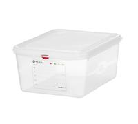 HENDI Recipiente Gastronorm GN 1/2 con tapa HACCP, hermético, resistencia térmica -40°C a 100°C, 10L, 325x265x(H)150mm, polipropileno translúcido