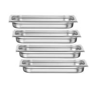 HENDI Recipiente Gastronorm GN 1/3, Budget Line, resistencia térmica -40 °C a 250 °C, apto para horno y baño maría, 1,5L, 325x176x(H) 40mm, acero inoxidable (Paquete de 4)