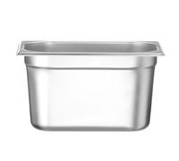 HENDI Recipiente Gastronorm GN 1/4, Budget Line, resistencia térmica -40 °C a 250 °C, apto para horno y baño maría, 4L, 265x162x(H) 150mm, acero inoxidable