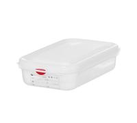 HENDI Recipiente Gastronorm GN 1/4 con tapa HACCP, hermético, resistencia térmica -40°C a 100°C, 1,8L, 265x162x(H)65mm, polipropileno translúcido