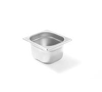 HENDI Recipiente Gastronorm GN 1/6, Budget Line, resistencia térmica -40 °C a 250 °C, apto para horno y baño maría, 3,4L, 176x162x(H) 200mm, acero inoxidable