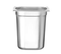 HENDI Recipiente GN 1/6,contenedor GN,esquinas reforzadas,resistente a Temperaturas de -40° a 300°C,apto para hornos,congeladores,calientaplatos,baño María,3.4L,176x162x(H) 200mm,acero inoxidable