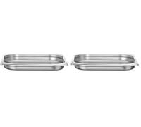 HENDI Recipiente Gastronorm GN 2/3, Budget Line, resistencia térmica -40 °C a 250 °C, apto para horno y baño maría, 3L, 354x325x(H) 40mm, acero inoxidable (Paquete de 2)