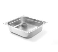 HENDI Recipiente Gastronorm GN 2/3, Budget Line, resistencia térmica -40 °C a 250 °C, apto para horno y baño maría, 9L, 354x325x(H) 100mm, acero inoxidable