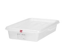 HENDI Recipiente Gastronorm GN 2/3 con tapa HACCP, hermético, resistencia térmica -40°C a 100°C, 9L, 354x325x(H)100mm, polipropileno translúcido