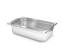 HENDI Recipiente GN 1/1 con Asas, de Acero Inoxidable, Resistente -40° a 300°C, Contenedor apto para Hornos, Congeladores, Baño María y Calientaplatos, 14 L, 530x325x(H)100mm