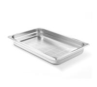 HENDI Recipiente GN 1/1, con sólo fondo perforado, contenedor GN, apilable, bordes lisos, resistente a temperaturas de -40° a 300°C, 2,5L, altura: 20mm, acero inoxidable 18/10