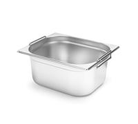 HENDI Recipiente GN 1/2 con Asas, de Acero Inoxidable, Resistente -40° a 300°C, Contenedor apto para Hornos, Congeladores, Baño María y Calientaplatos, 6 L, 325x265x(H)100mm
