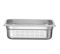HENDI Recipiente GN 1/2, con laterales y fondo perforados, contenedor GN, apilable, bordes lisos, resistente a temperaturas de -40° a 300°C, 6,5L, altura: 100mm, acero inoxidable 18/10