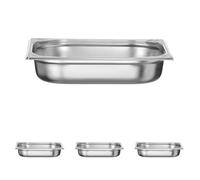 HENDI Recipiente GN 1/2 de Acero Inoxidable, Esquinas Reforzadas, Resistente -40° a 250°C, Contenedor apto para Hornos, Congeladores, Baño María y Calientaplatos, 4 L, 325x265x(H) 65mm (Paquete de 4)