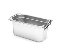 HENDI Recipiente GN 1/3 con Asas, de Acero Inoxidable, Resistente -40° a 300°C, Contenedor apto para Hornos, Congeladores, Baño María y Calientaplatos, 3 L, 325x176x(H)100mm