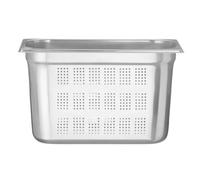 HENDI Recipiente GN 1/3, con laterales y fondo perforados, contenedor GN, apilable, bordes lisos, resistente a temperaturas de -40° a 300°C, 7,8L, altura: 200mm, acero inoxidable 18/10