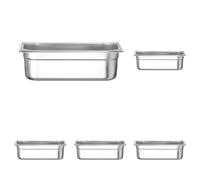 HENDI Recipiente GN 1/3,contenedor GN,bordes redondeados,resistente a Temperaturas de -40° a 300°C,apto para hornos,congeladores,calientaplatos,baño María,4L,325x176x(H) 100mm,acero inoxidable