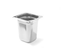 HENDI Recipiente GN 1/6,contenedor GN,apilable,resistente a Temperaturas de -40° a 300°C,apto para hornos,congeladores,calientaplatos,baño María,3.4L,176x162x(H) 200mm,acero inoxidable 18/10