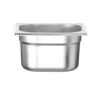 HENDI Recipiente GN 1/6,contenedor GN,bordes redondeados,resistente a Temperaturas de -40° a 300°C,apto para hornos,congeladores,calientaplatos,baño María,1.6L,176x162x(H) 100mm,acero inoxidable