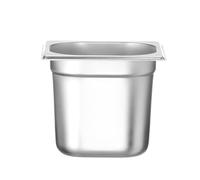 HENDI Recipiente GN 1/6,contenedor GN,bordes redondeados,resistente a Temperaturas de -40° a 300°C,apto para hornos,congeladores,calientaplatos,baño María,2.4L,176x162x(H) 150mm,acero inoxidable