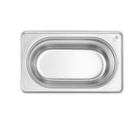 HENDI Recipiente GN 1/9,contenedor GN,bordes redondeados,resistente a Temperaturas de -40° a 300°C,apto para hornos,congeladores,calientaplatos,baño María,1L,176x108x(H) 100mm,acero inoxidable