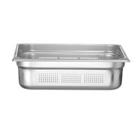 HENDI Recipiente GN 2/3, con laterales y fondo perforados, contenedor GN, apilable, bordes lisos, resistente a temperaturas de -40° a 300°C, 9L, altura: 100mm, acero inoxidable 18/10